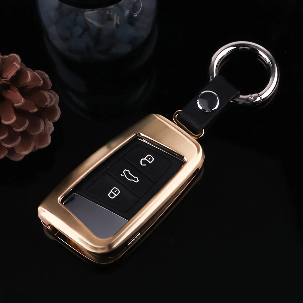 

ATOBABI Galvanized Alloy Remote Control Key Cases Fob Cover Frame for Volkswagen VW 2017 2018 Magotan CC B8 Smart Keys Keychian