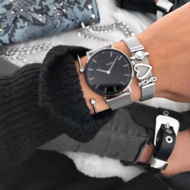 

Mcllroy charm bracelets for women gold/rose gold strap couple bracelet for lovers heart stainless steel jewelry valentine's day