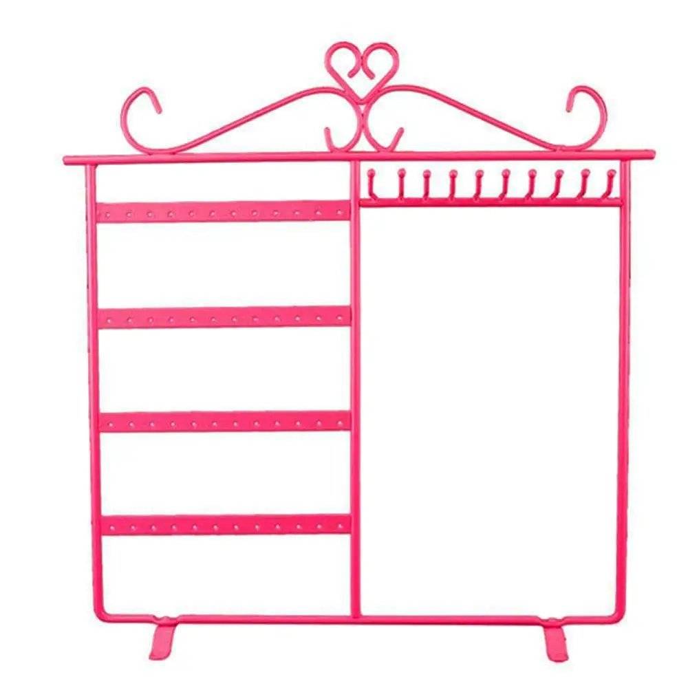 

Pink Jewelry Holder Necklace Hanger Earrings Metal Showcase Bracelet Organizer Hanging Jewelry Display Storage Rack Stand