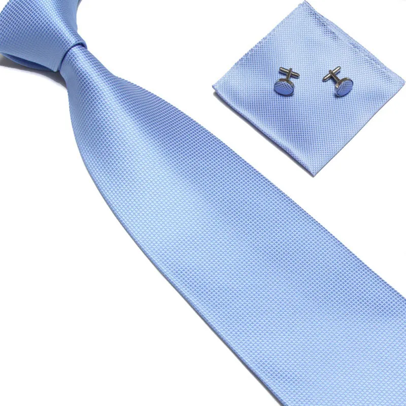 Новые модные мужские классические однотонные тонкие Квадратные запонки, галстук, тканый, обтягивающий Шелковый костюм комбинация Галстуки, мужской галстук - Цвет: 3