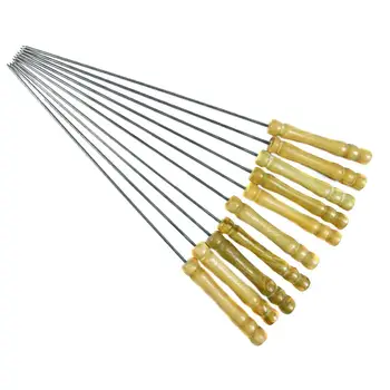 

10pcs long thick 31cm stainless steel wooden handle BBQ needle Meat string bbq grills barbecue skewers Kebab Sticks tools 2
