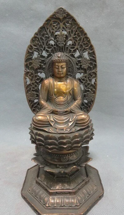 S07177 10&quot Tibet Pure Bronze Buddhism Lotus Shakyamuni Buddha Statue Sakyamuni Joss | Дом и сад