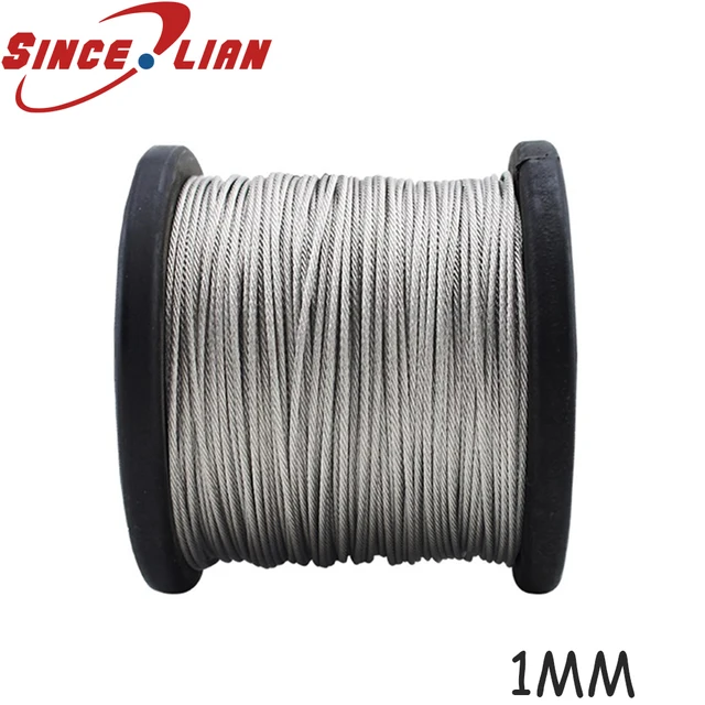 100M/Roll High Tensile 1mm Stainless Steel Wire Rope 7X7 Structure