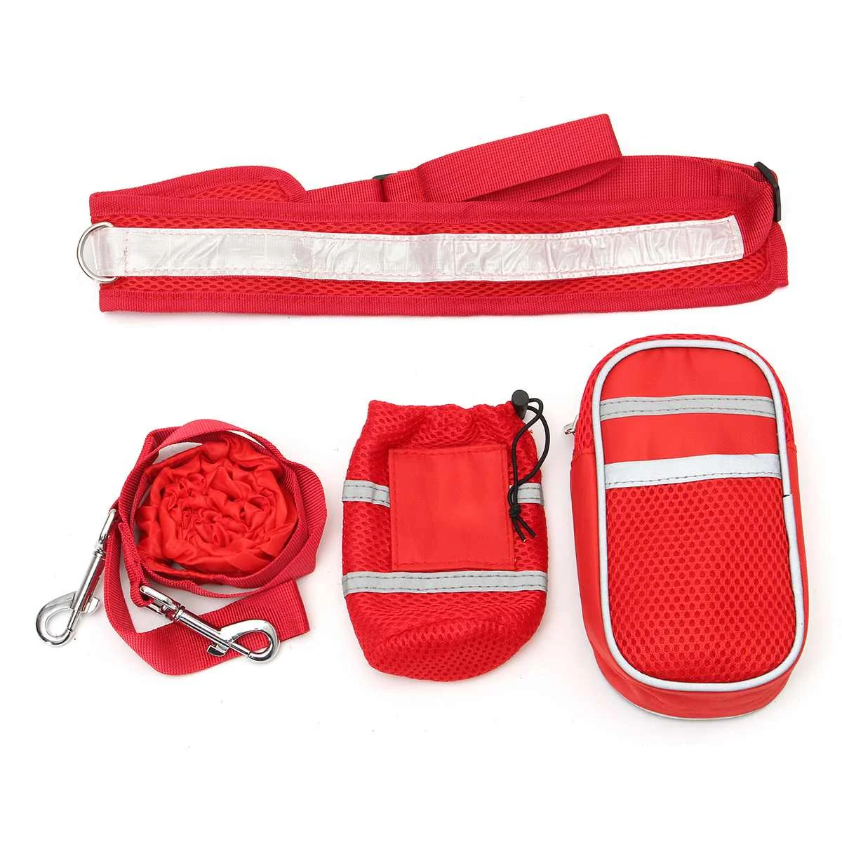 Красный Hands Free для домашних животных, собак, кошек, бега, бега, мягкий пояс, Светоотражающая полоса, эластичный поводок, идеальная ходьба, тренировочный поводок для собак, набор - Цвет: Красный
