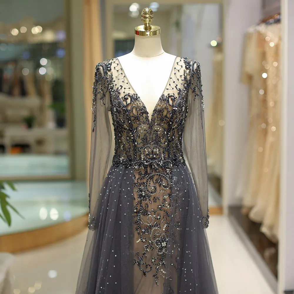 CEEWHY Vintage Saudi Arabia Evening dresses Beaded Luxury Evening Dress Long Sleeve Prom Gowns Robe de Soiree Vestido Branco CEEWHY Vintage Saudi Arabia Evening dresses Beaded Luxury Evening Dress Long Sleeve Prom Gowns Robe de Soiree Vestido Branco