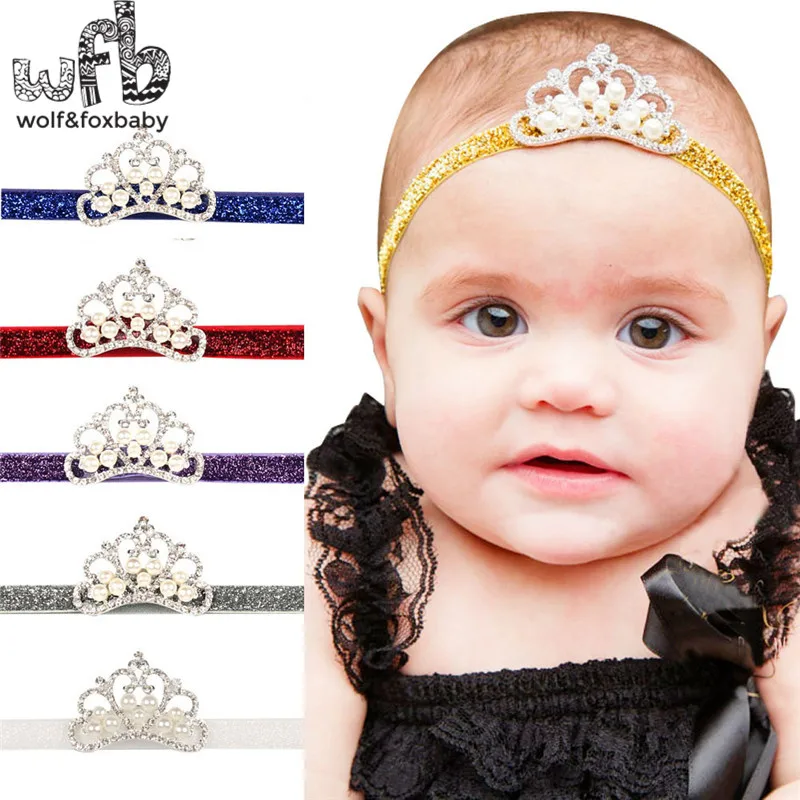 Retail headband Crown Pearl Rhinestone bling fashion hair accessories