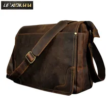 미친 말 가죽 남자 패션 캐주얼 노트북 주말 하나의 어깨 가방 디자인 메신저 Crossbody 가방 학교 책 가방 2088(China)