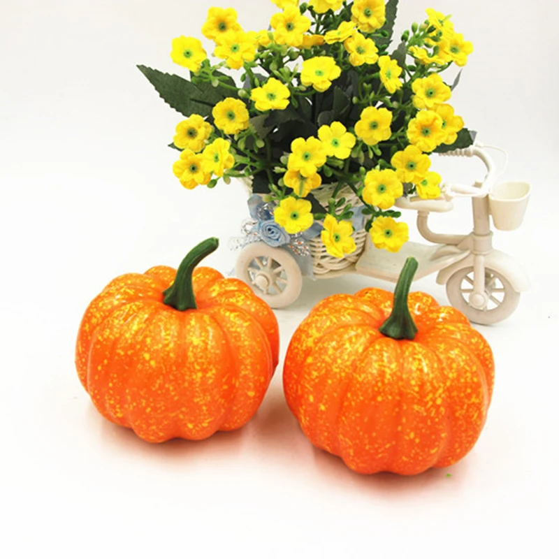 

2PCS Mini Artificial Fake Decorative Pumpkin Halloween Props Faux Vegetables Pretend Play Photography Property Food