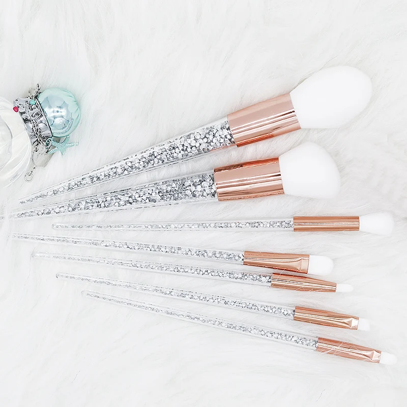 Conjunto de pinceles de maquillaje de cristal, nuevo conjunto de 7 Uds de pinceles de diamante de color plateado, mezcla de bases para maquillaje de ojos y cara, Kit de herramientas de maquillaje|rizador de pestañas| - AliExpress