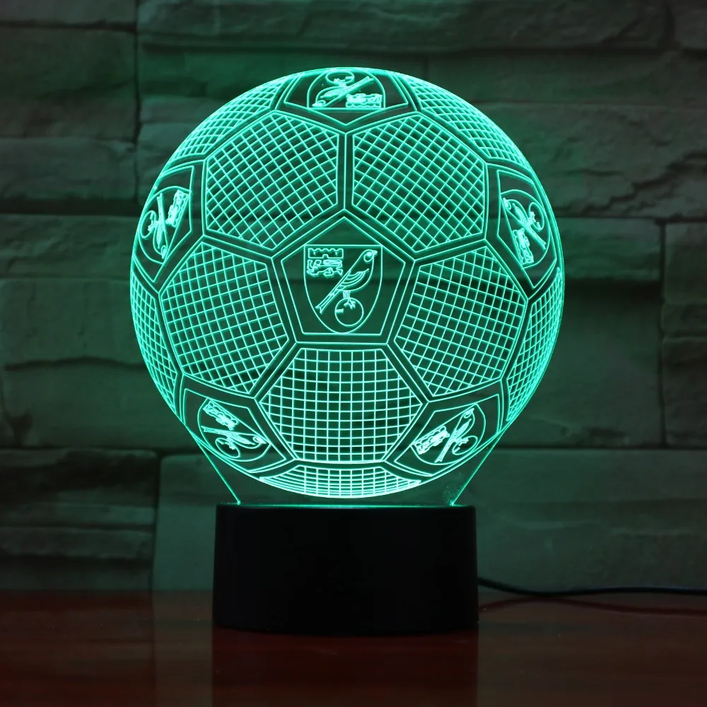 7 Colors Changing 3D Illusion Lamp England Soccer Night Lights 3D Desk Light Luminaria Football