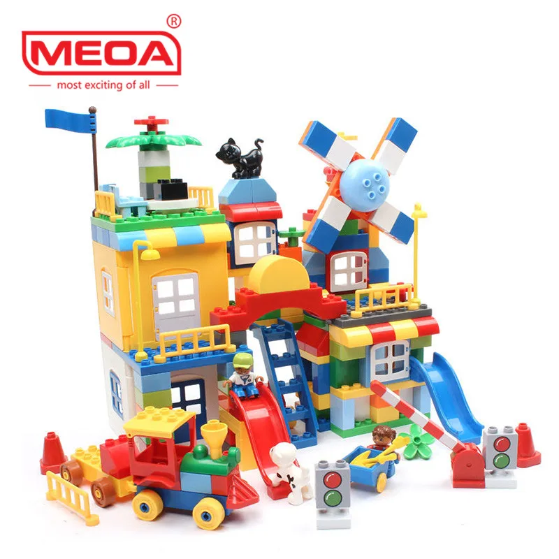 

200Pcs Big Bricks City Playground Creative Bricks Toys Child Educational Building Block Bricks Compatible With Duplo