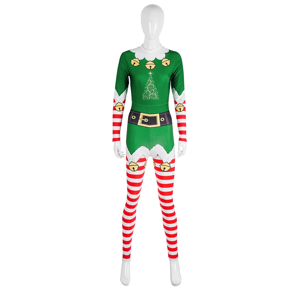 NADANBAO Рождество эльф карнавал костюм косплей полосатый маленький колокол костюмы для женщин плюс размер боди