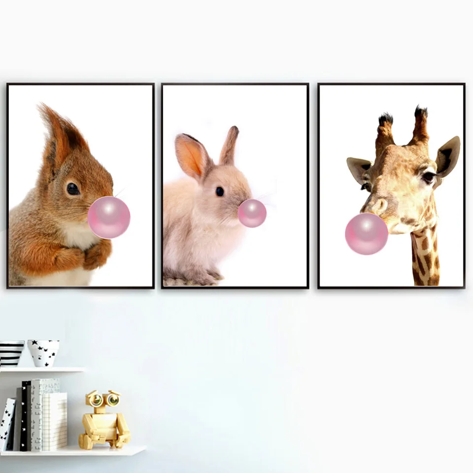 Giraffe-Squirrel-Rabbit-Balloon-Wall-Art-Canvas-Painting-Nordic-Posters-And-Prints-Wall-Pictures-For-Living (3)