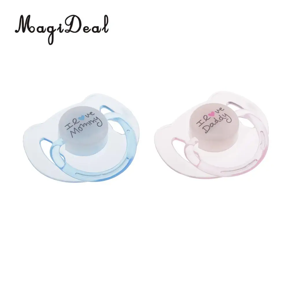 2pcs Cute Dummy Magnetic Pacifier for Reborn Baby Supplies Kids Toys Pink & Blue