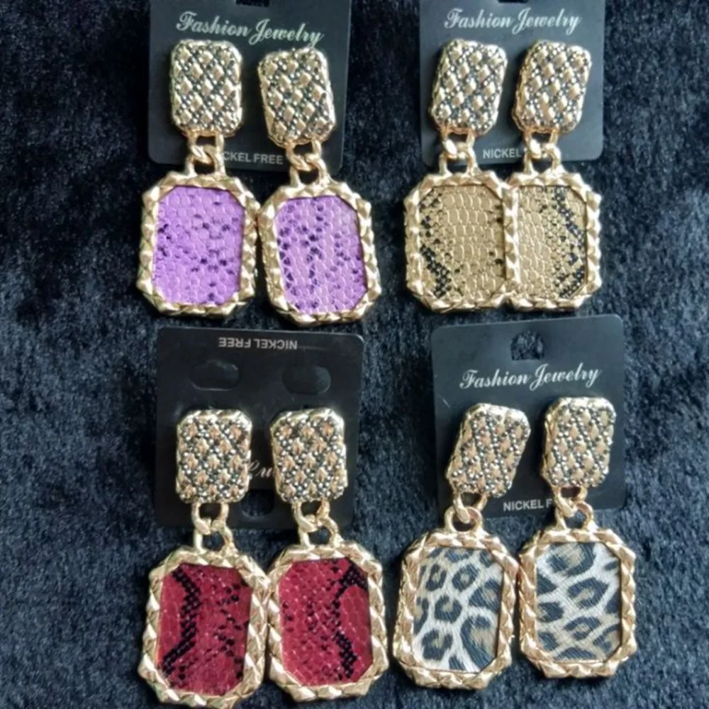Wholesale 10Pairs Gold Copper Square Dangle Drop Earrings for Women