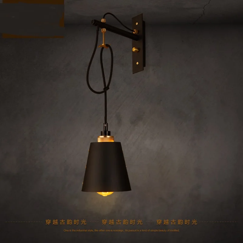 

The Internet cafe restaurant office decoration box adjustable bedside aluminum single black wall lamp LO7305
