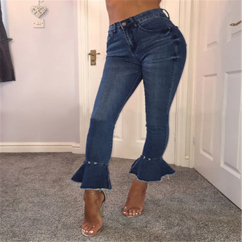 2017 New Fashion Plus Size 2XL Women High Waist Pencil Jeans Pants Fit