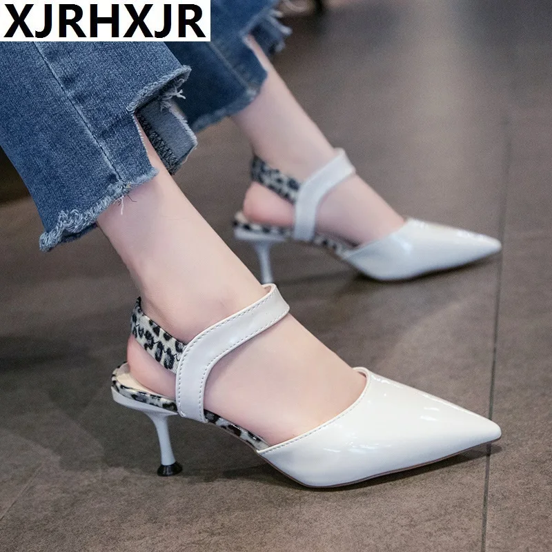 XJRHXJR/Большие размеры 34-40; женские босоножки; коллекция 2019 года; Летняя обувь; женские босоножки с острым носком; туфли-лодочки на высоком