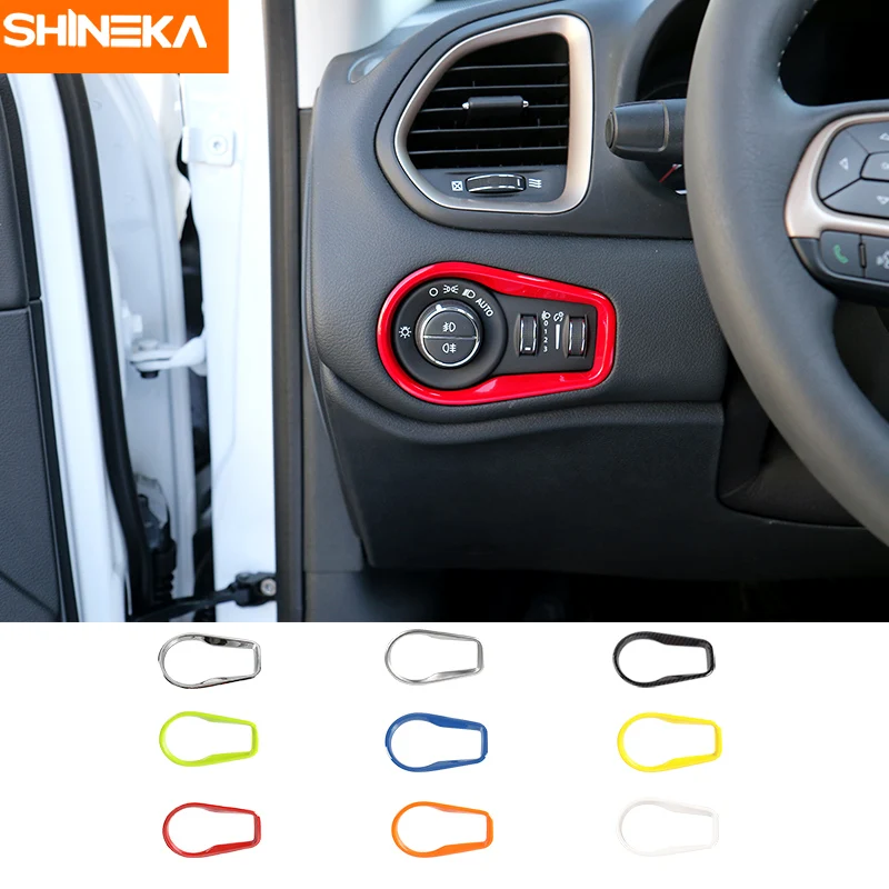 

SHINEKA Car Styling Head light Lamp Switch Button Decorative Cover Frame Trim for Jeep Renegade 2016 2017 2018 2019