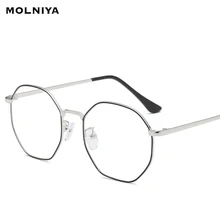 Многоугольные голубые световые блокирующие компьютерные очки ретро без оправы видео очки уменьшают нагрузку на глаза антибликовые прозрачные линзы для мужчин и женщин