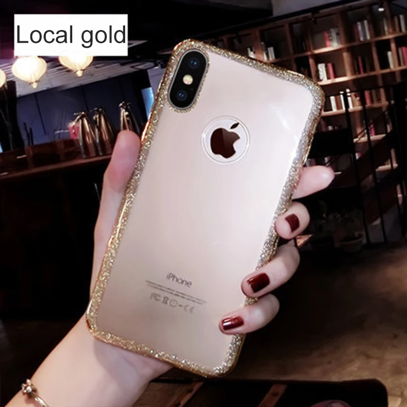  For Iphone 7 Case Iphone 6 6s 8 Plus Cases Glitter View Back Soft TPU Transparent Cover For Iphone X XR XS Mas Case 2019