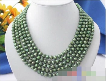 

02988 5ROW GREEN ROUND FRESHWATER CULTURED PEARL NECKLACE