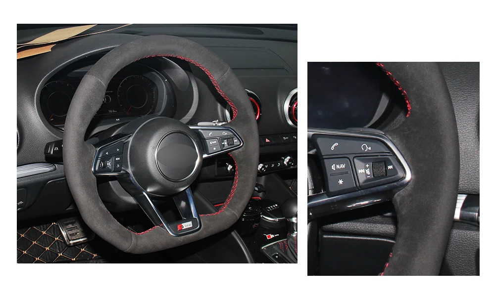 Ручной работы DIY черная замша рулевого колеса автомобиля крышки для Audi R8- TT- TTS- TT RS