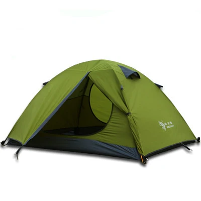 Трехместная двухслойная алюминиевая водонепроницаемая ветрозащитная палатка для кемпинга - Цвет: 3 Person Green