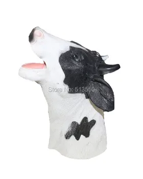 

Realistic Party Costume Animal Fancy Dress Latex Cute Zootopia Milk Cow Hand Puppet for Adult and Kids