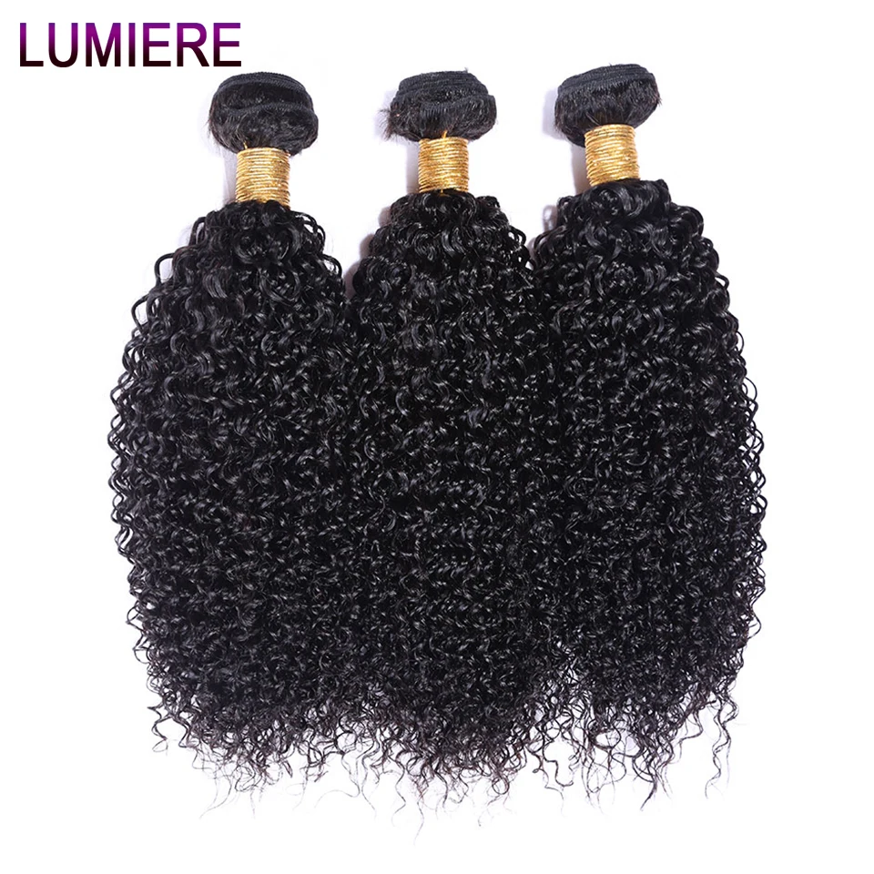 Lumiere волосы бразильские волосы переплетения пучки Remy кудрявые вьющиеся человеческие волосы для наращивания 3/4 пучков натуральных цветов 150% Плотность