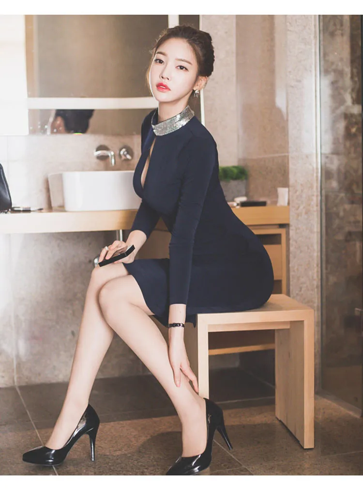 Long Sleeve Slim Fit Sexy Women Dress (2)