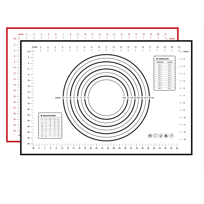 Силиконовый кондитерский коврик с измерениями Non-Slip неприлипающие Скалки для раскатки противень для печи для приготовление помадки инструменты