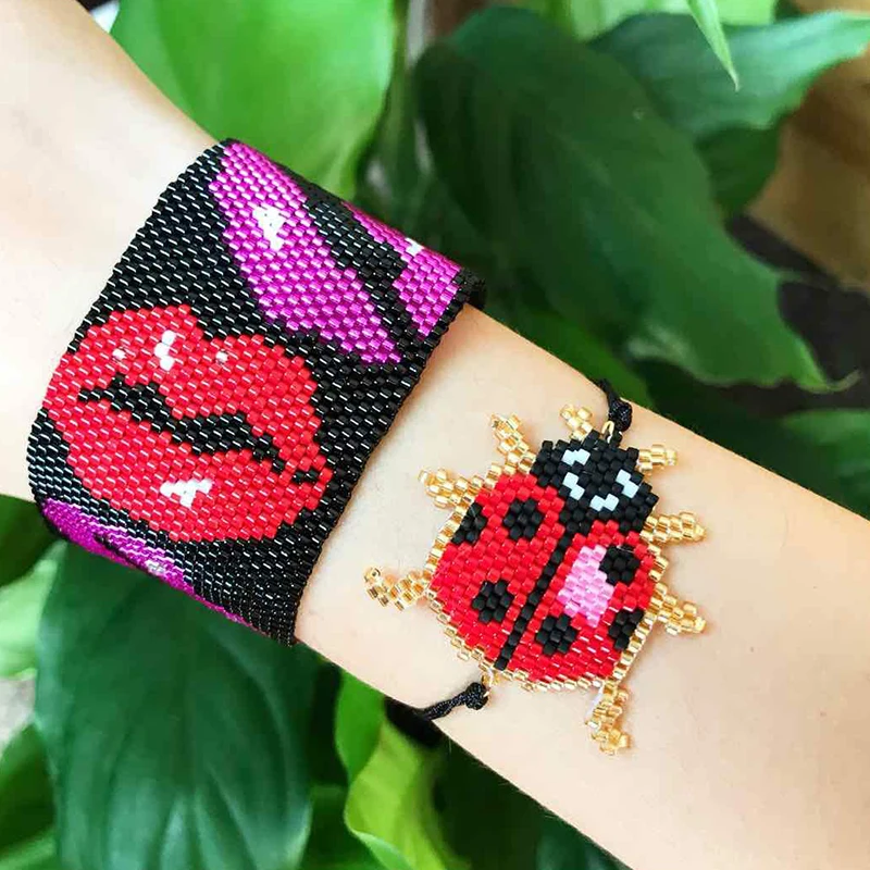 

SHINUSBOHO Beetle Bracelets Bee Bracelets Fashion Insect Bracelet Men Miyuki Happy Bracelet for Women Delicas Charm Gifts Child