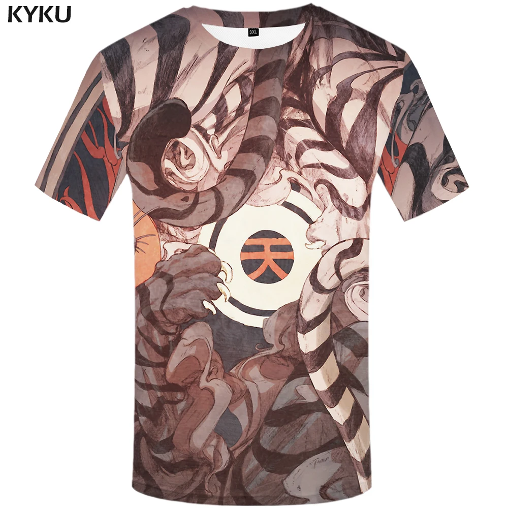 

KYKU Brand Tiger T shirt Men Animal Anime Clothes Yinyang Tshirt Printed Gothic Tshirts Casual Shirt Print Mens Clothing