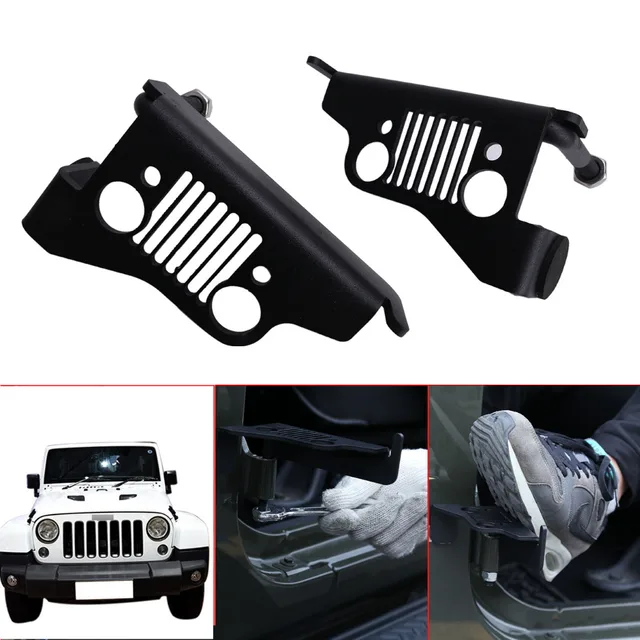 Black Steel Front Foot Pegs For Jeep Face Style For Jeep Wrangler JK