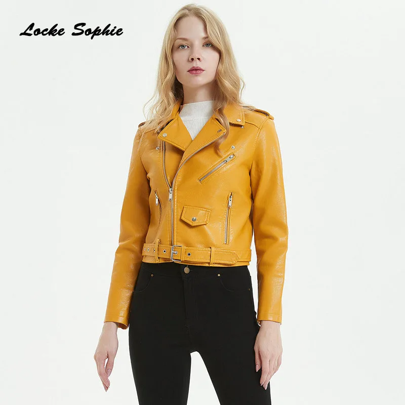 Women Plus size short jacket blazers 2019 Autumn PU leather Splicing faux fur waist belt Jacket ladies Skinny locomotive blazers