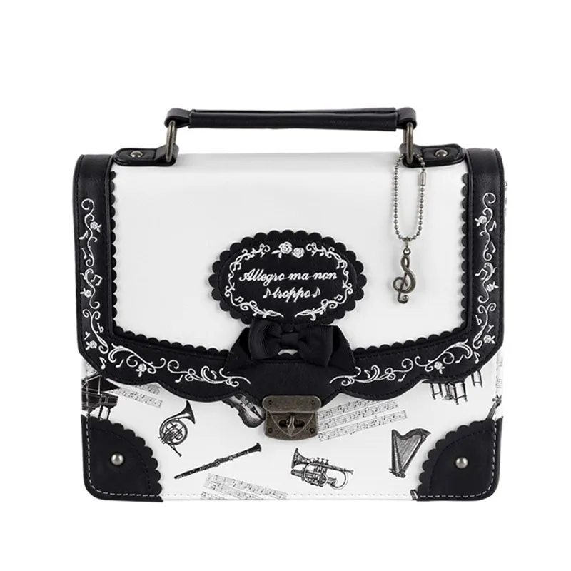 Japanese Style Musical Note Embroidery Backpack Vintage Lolita 3 Ways Shoulder Bag Cute School Bags For Teenagers Girls Backpack 