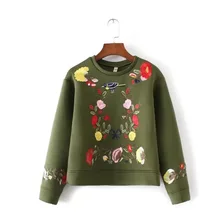2017 new winter female hoodies – air layer heavy embroidery jacket lady pullovers long sleeve with floral and butterfly