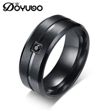 DOYUBO новое поступление черные кольца из нержавеющей стали для