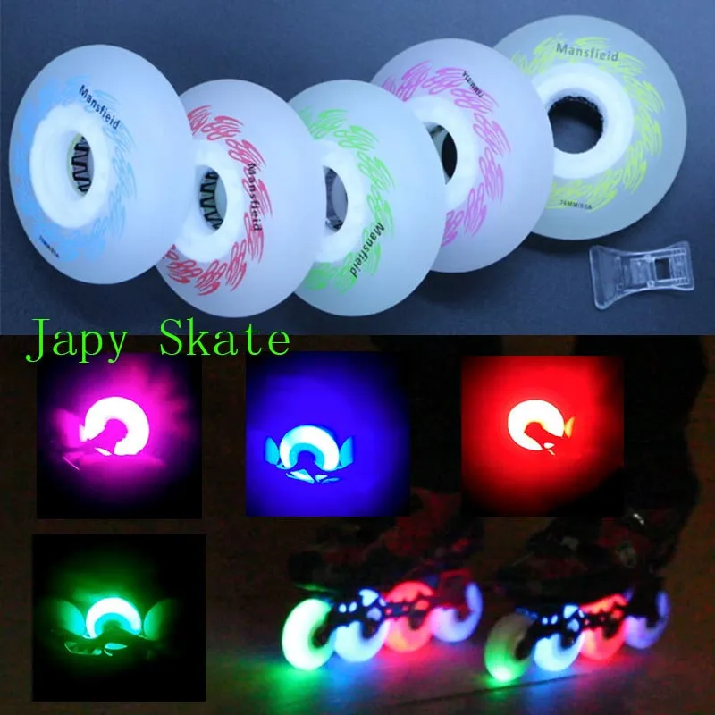 

Japy Skate Led Lighting Skating Wheels 85A Flash Roller Wheels Sliding Skate Wheels 72 76 80 8 PCS Slalom SEBA Patines Tires
