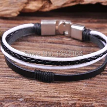 S532 шарм Пояса из натуральной кожи и конопли плетеный браслет Для мужчин манжеты 2 шт