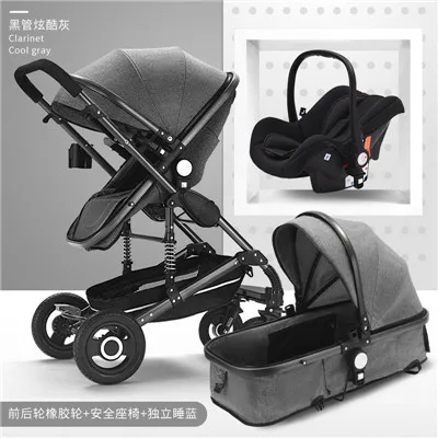 Купон на 10 долларов! Belecoo высокий пейзаж 3 в 1 детская коляска с автокреслом Двусторонняя коляска амортизатор складной новорожденный коляска - Цвет: black grey