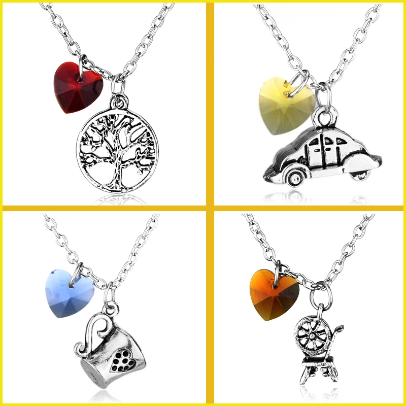 Emma Regina Belle Rumpelstiltskin Once Upon A Time Character Necklaces Maxi Apple Tree Statement Necklace Crystal Heart NECKLACE