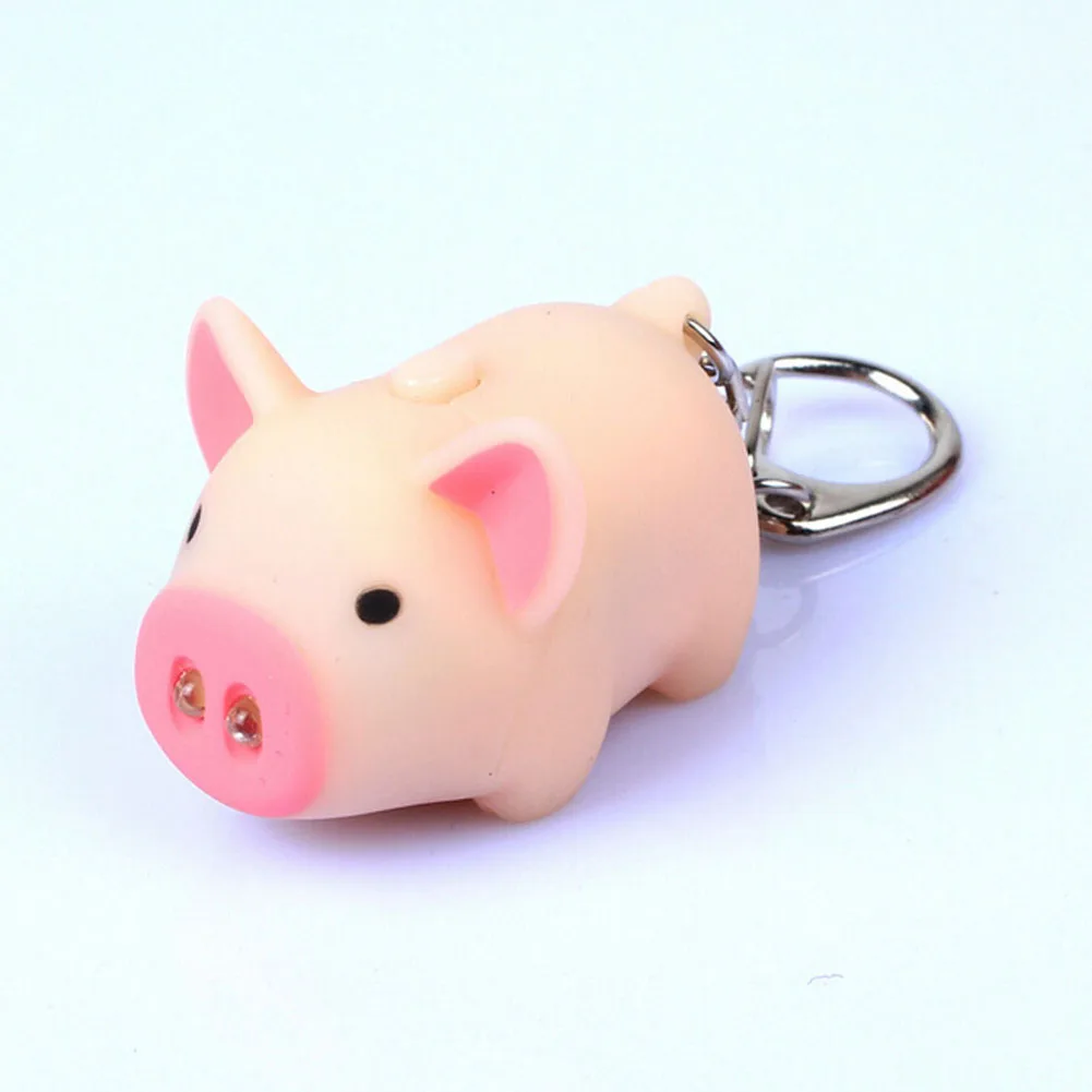 

Cute Pig Led Keychains Flashlight Sound Rings Creative Kids Toys Pig Cartoon Sound Light Keychains Child Gift 3 Colors