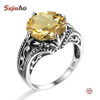 

Szjinao Famous Brand Women Overwatch Ring Solid 925 Sterling Silver Yellow Stone Victoria Jewelry Accessories Vintage Rings