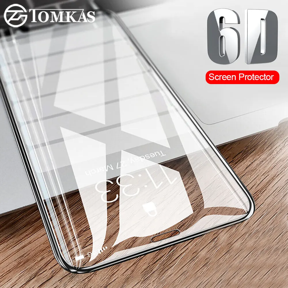  TOMKAS Screen Protector Für iPhone X Glas Gehärtetem Staub Proof 6D Voll Film Glas Für iPhone 7 8 6