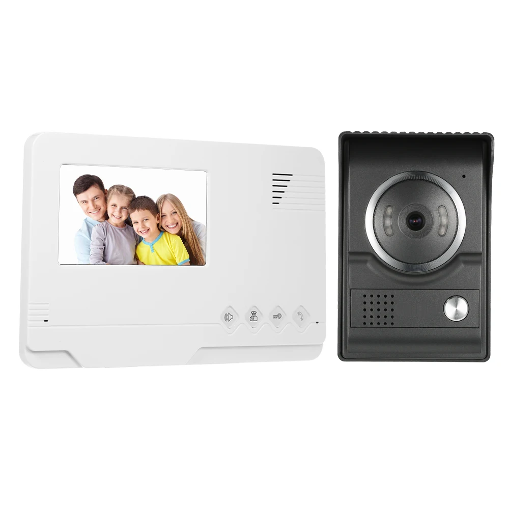 

Video Door Phone 4.3 inch Wired Color Indoor Monitor with IR-CUT Rainproof Outdoor Camera Visual Intercom Remote Video Doorbell