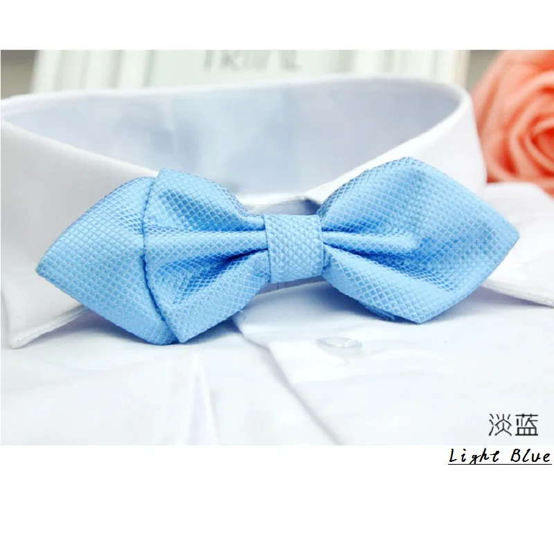 Для мужчин Официальный галстук-бабочка сплошной плед Бабочка Свадебная вечеринка галстук-бабочка - Цвет: JJ09 Light Blue