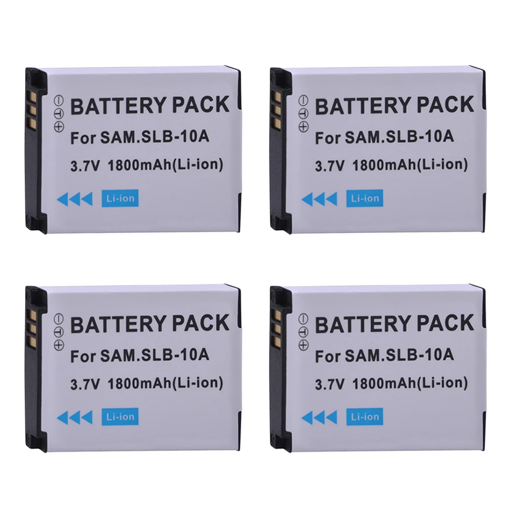 

4x 1800mah SLB-10A SLB10A SLB 10Abattery For Samsung EX2F L100 ES50 HZ10W IT100 M100 NV9 PL50 WB150F WB250F WB350F WB380 WB1100F