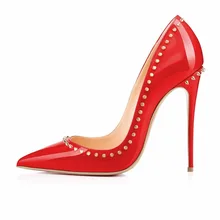 Amourplato 2016 New Fashion Pointed Toe Rivets Studded Comfortable Women’s Shoes Solid Customize Slip-on Pumps Big Size5-13